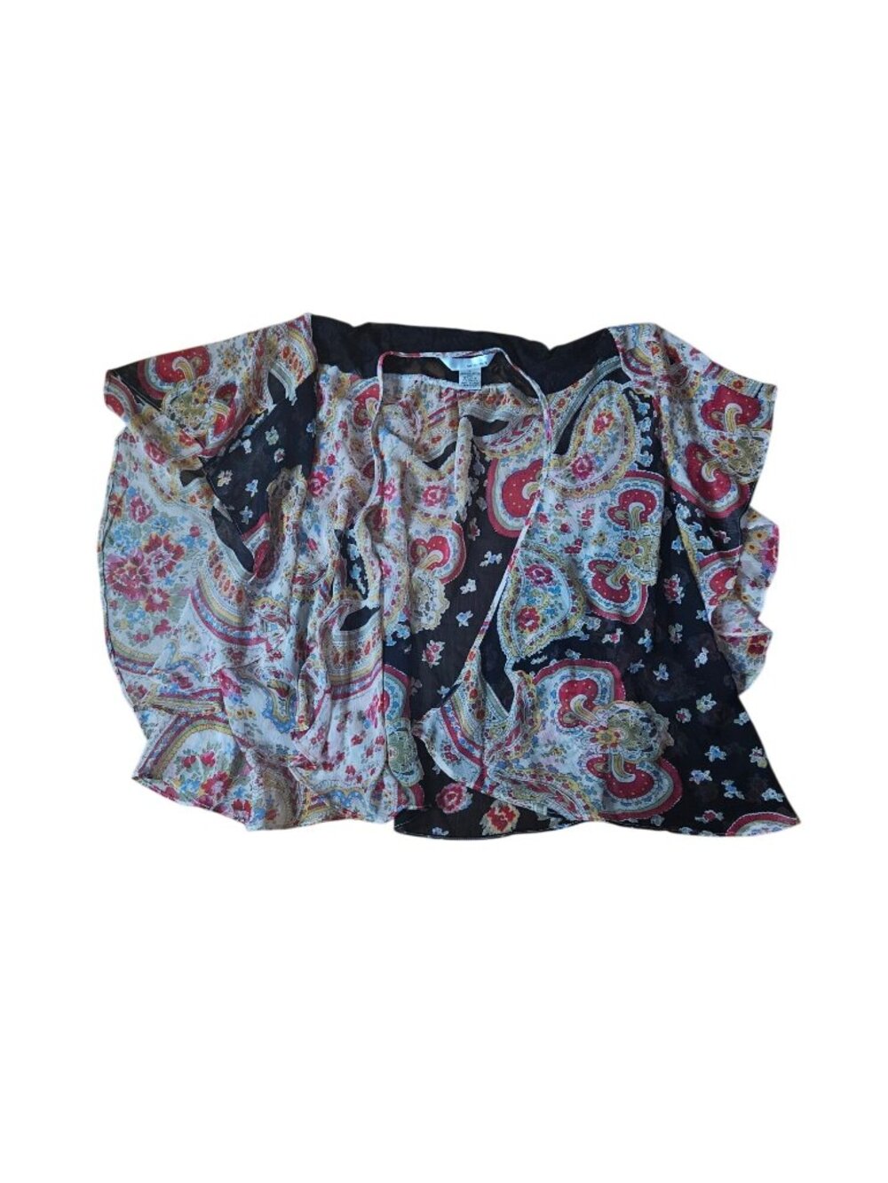 WD-NY Paisley Floral Sheer Blouse L Multicolor Lightweight Boho Style